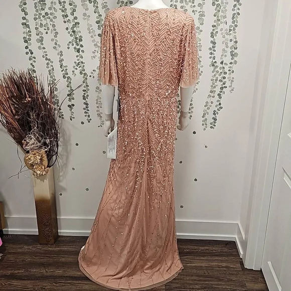 Mac Duggal EMBELLISHED FLUTTER SLEEVE GOWN Sz 14 - Picture 7 of 10